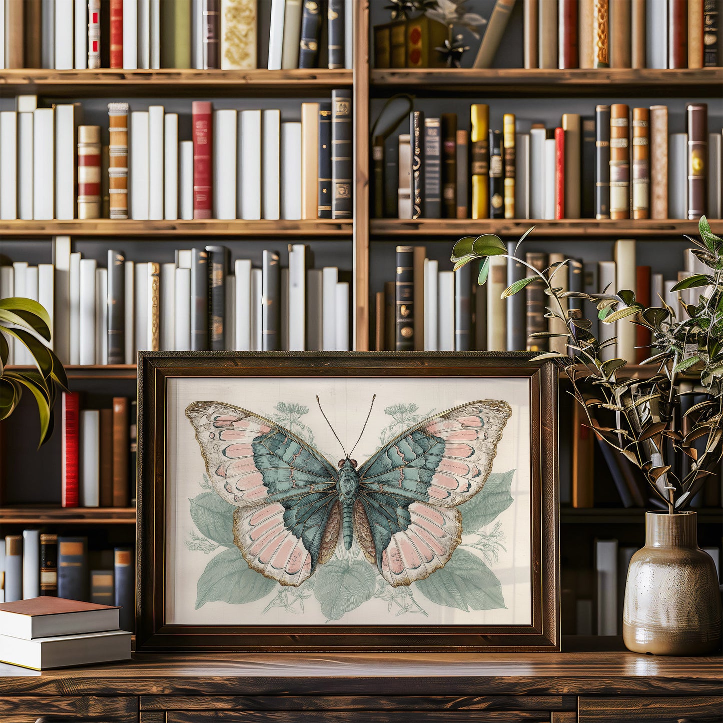 Library Wings Among Leather Spines