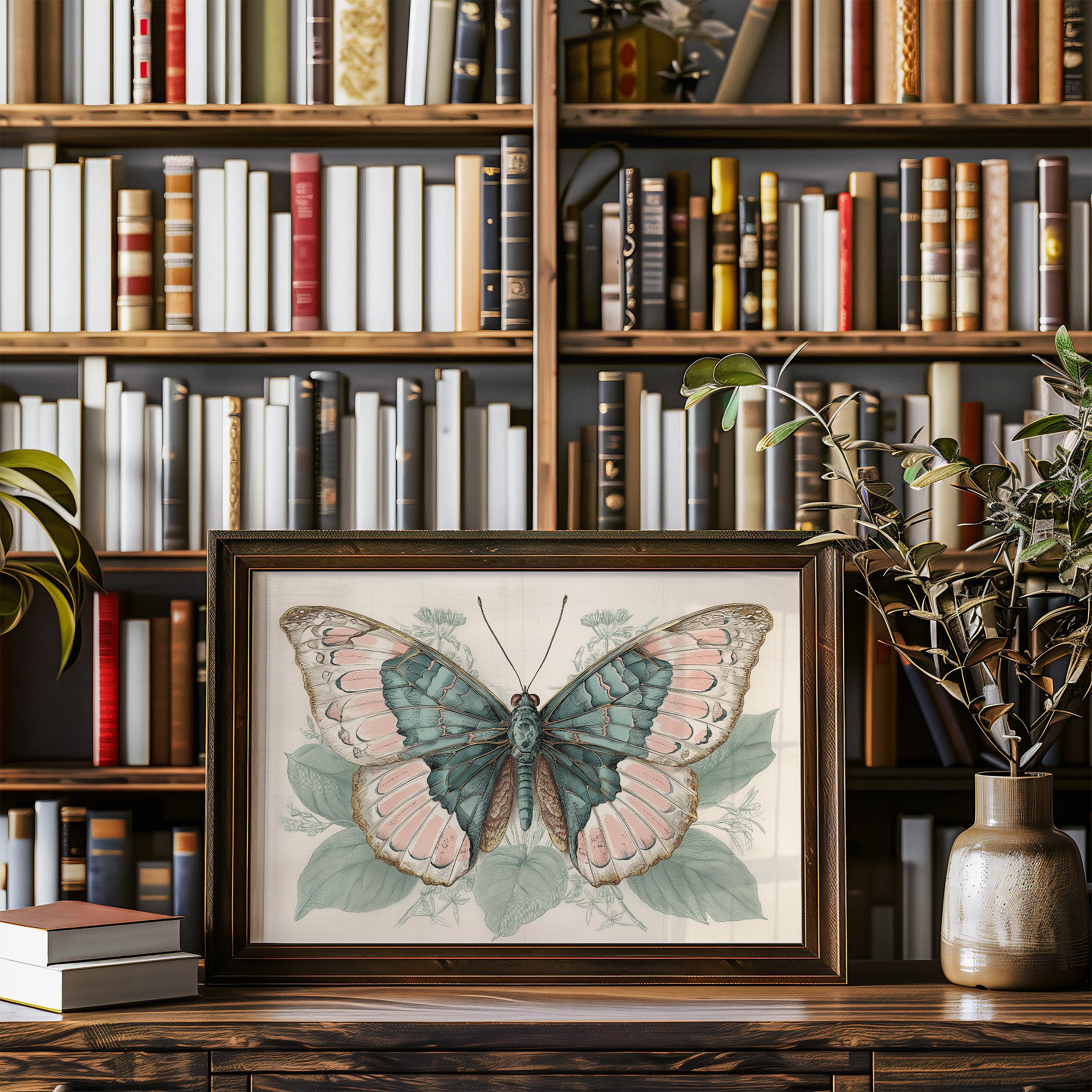 Library Wings Among Leather Spines