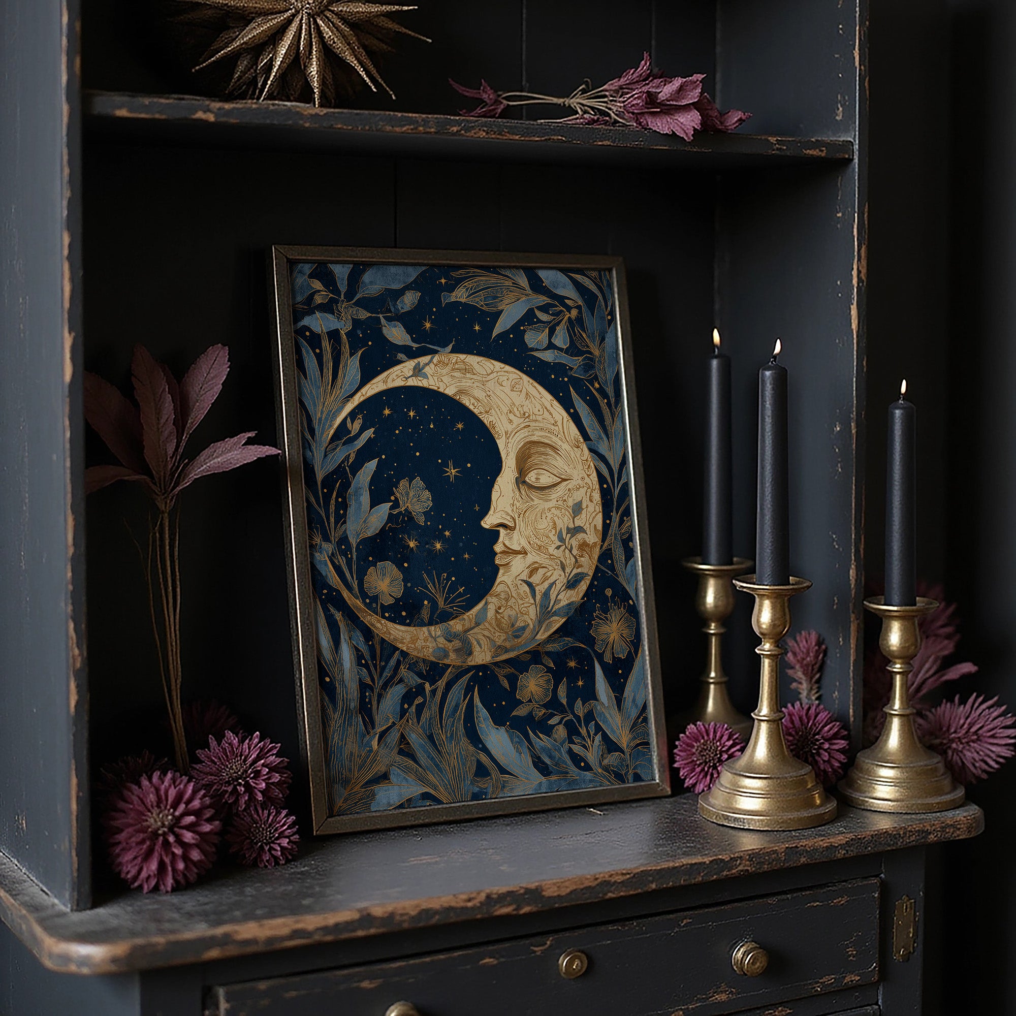 Midnight Blooms Around Lunar Face