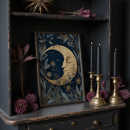 Midnight Blooms Around Lunar Face