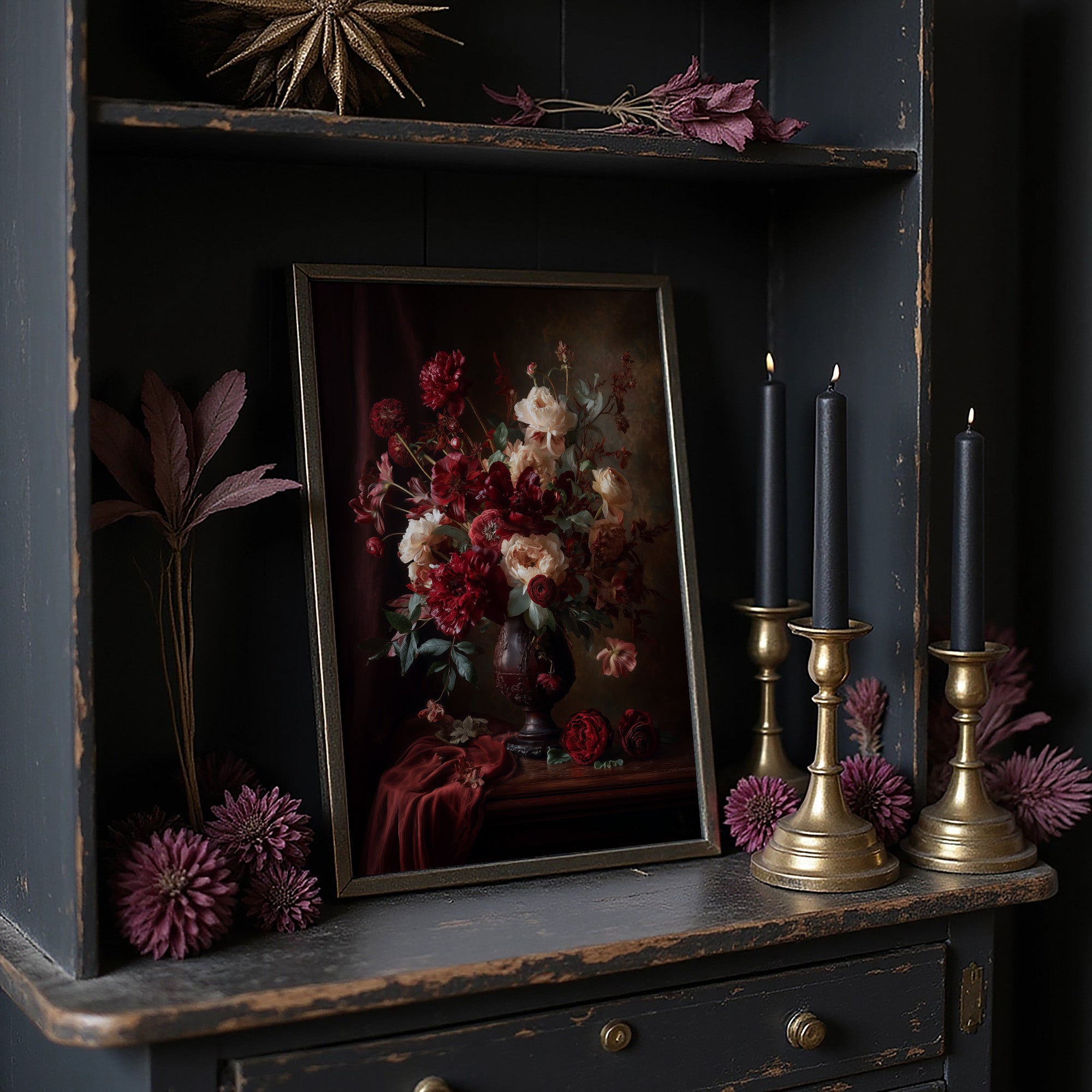 Velvet Blooms Against Midnight Walls