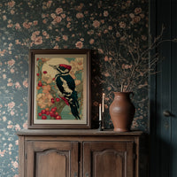 Crimson Crest Among Peach Blossoms