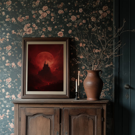 Crimson Castle Under Blood Moon