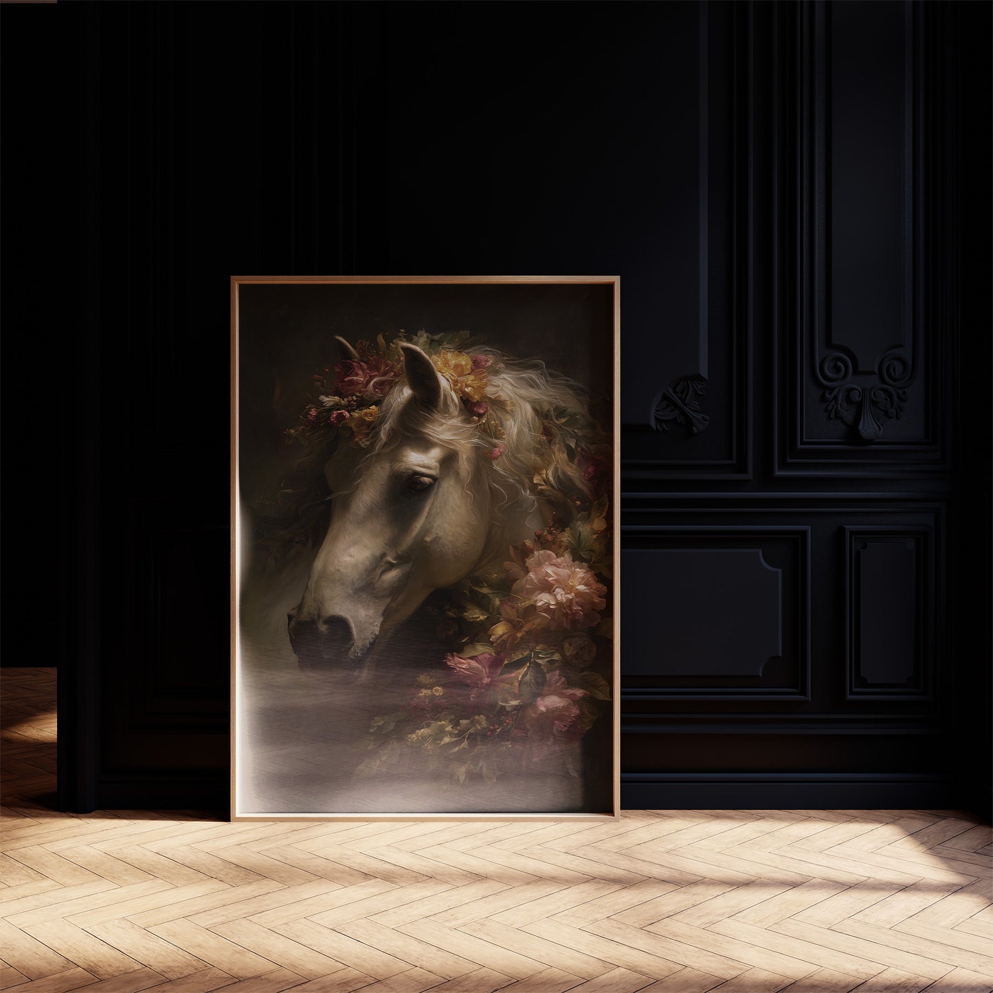 Noble Steed Adorned With Blossoms