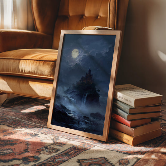 Castle Perched Above Midnight Tides