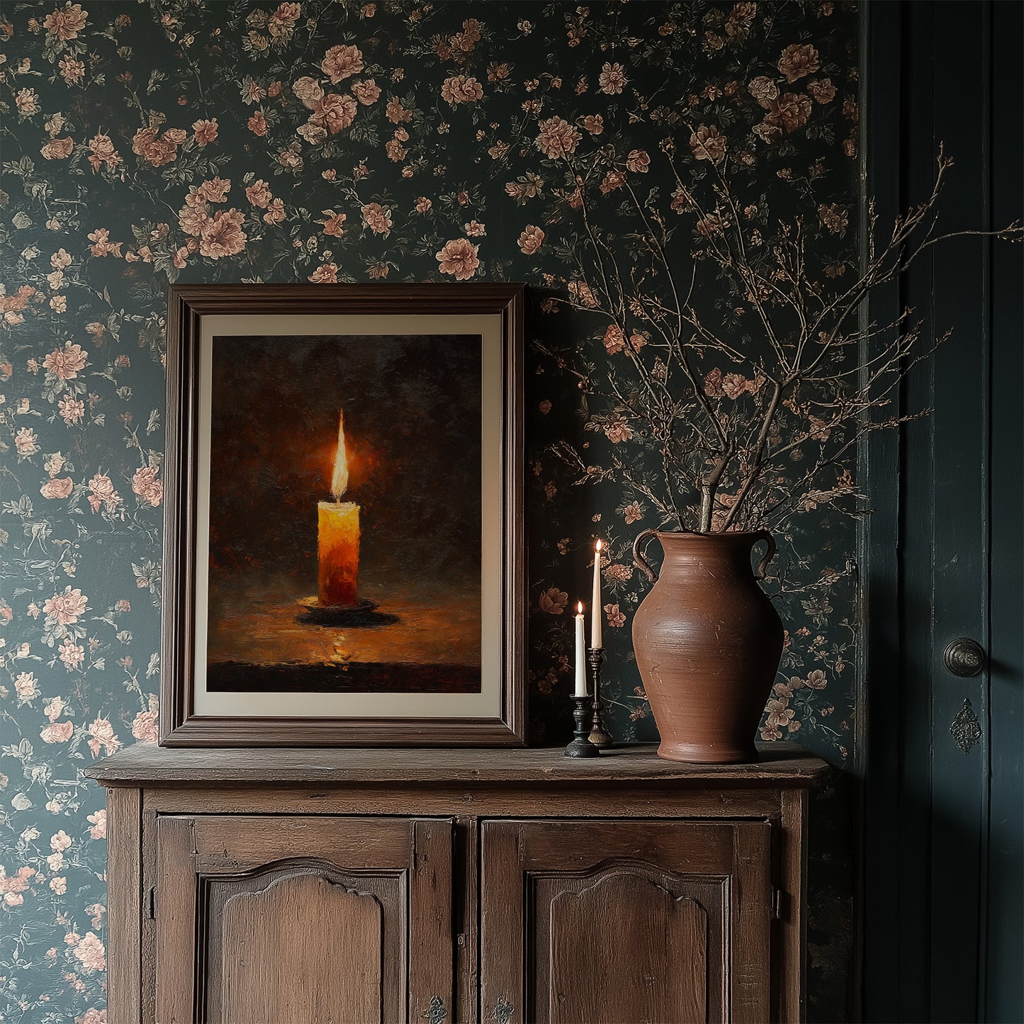 Amber Flame Against Darkness Waits