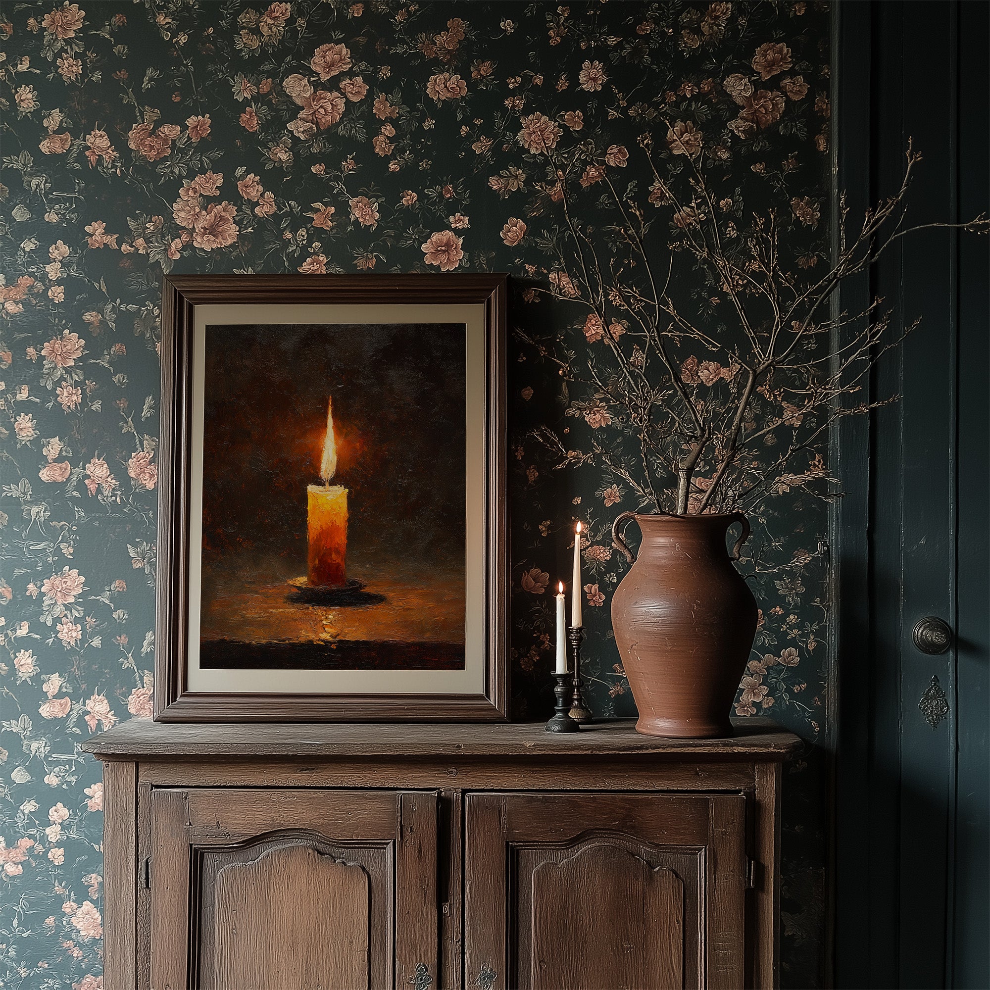 Amber Flame Against Darkness Waits