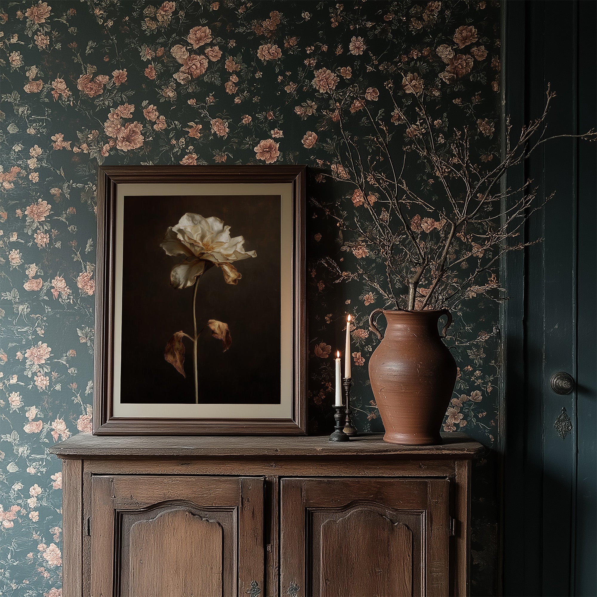 Ivory Petals Against Dark Silence