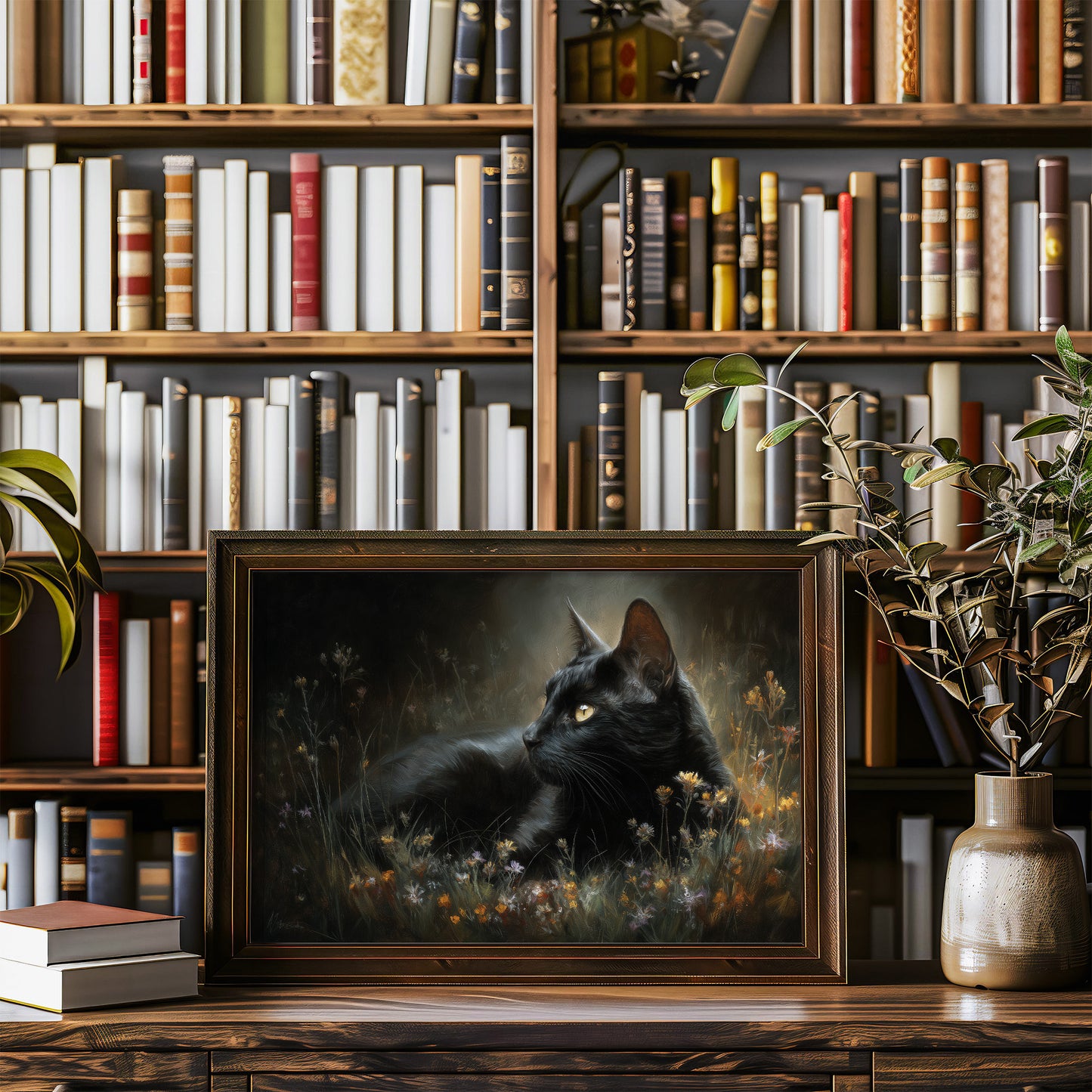 Midnight Prowler Among Wildflowers