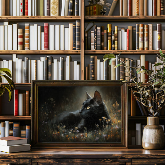 Midnight Prowler Among Wildflowers