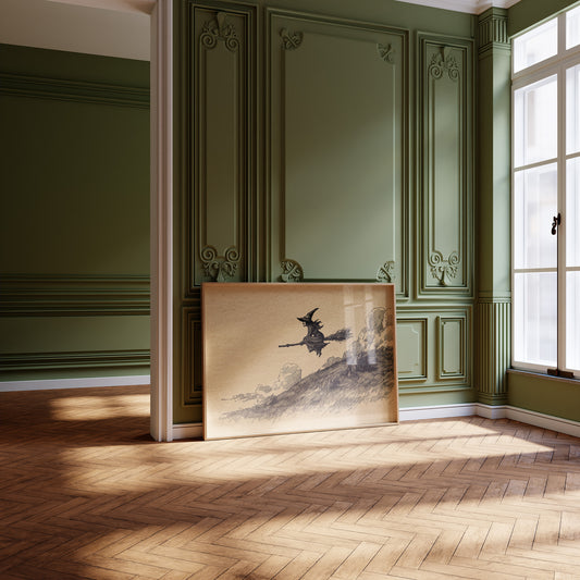 Midnight Flight Over Hillside Clouds