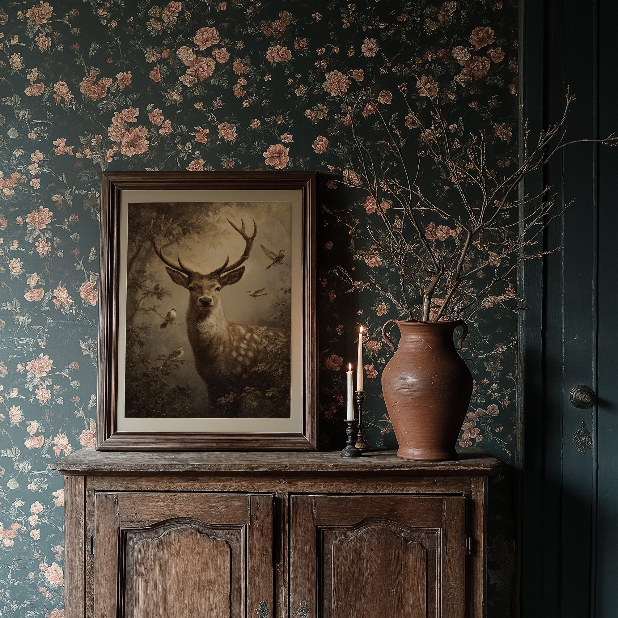 Noble Stag In Misty Forest