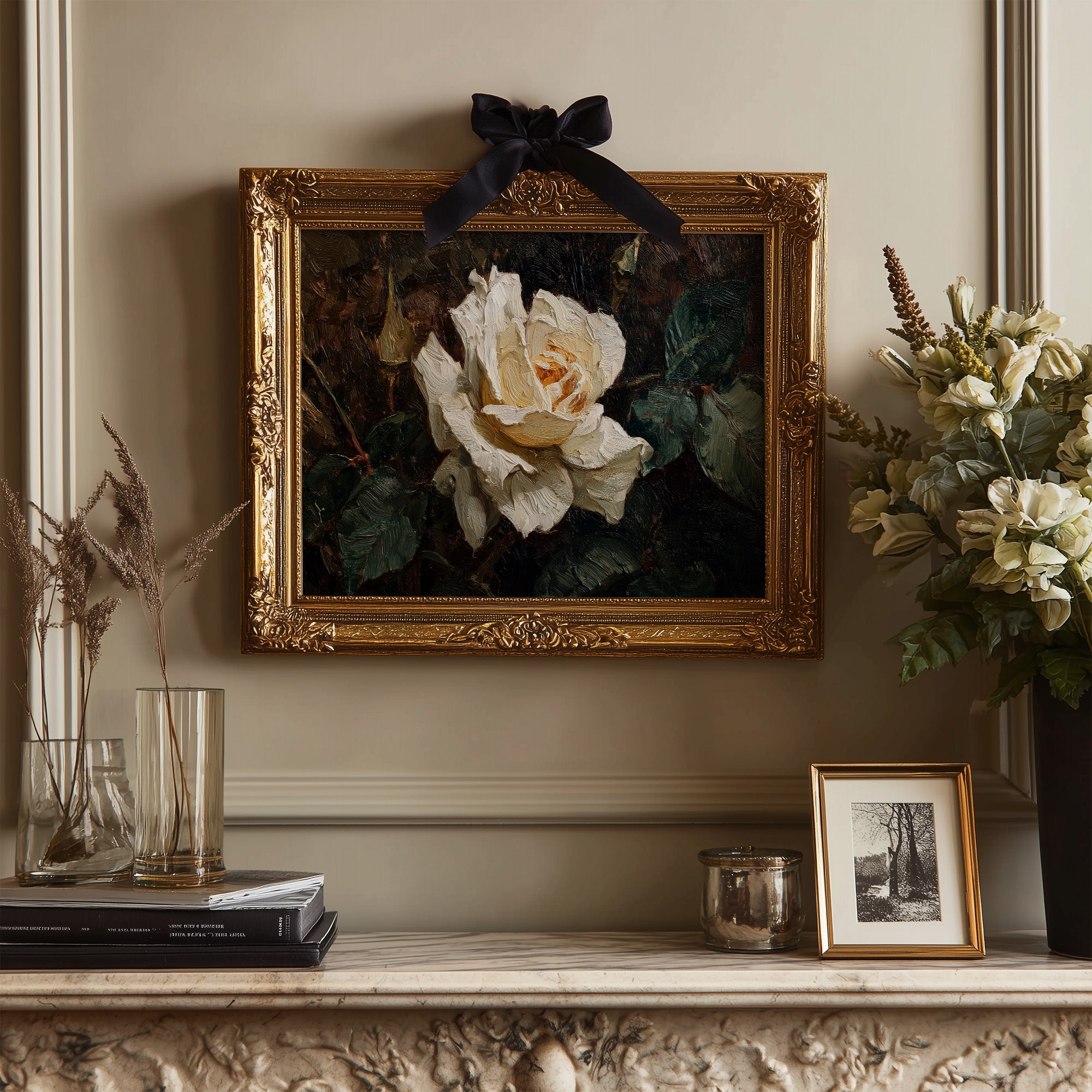 Cream Petals Among Literary Treasures