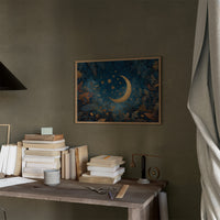 Golden Crescent Among Midnight Blooms