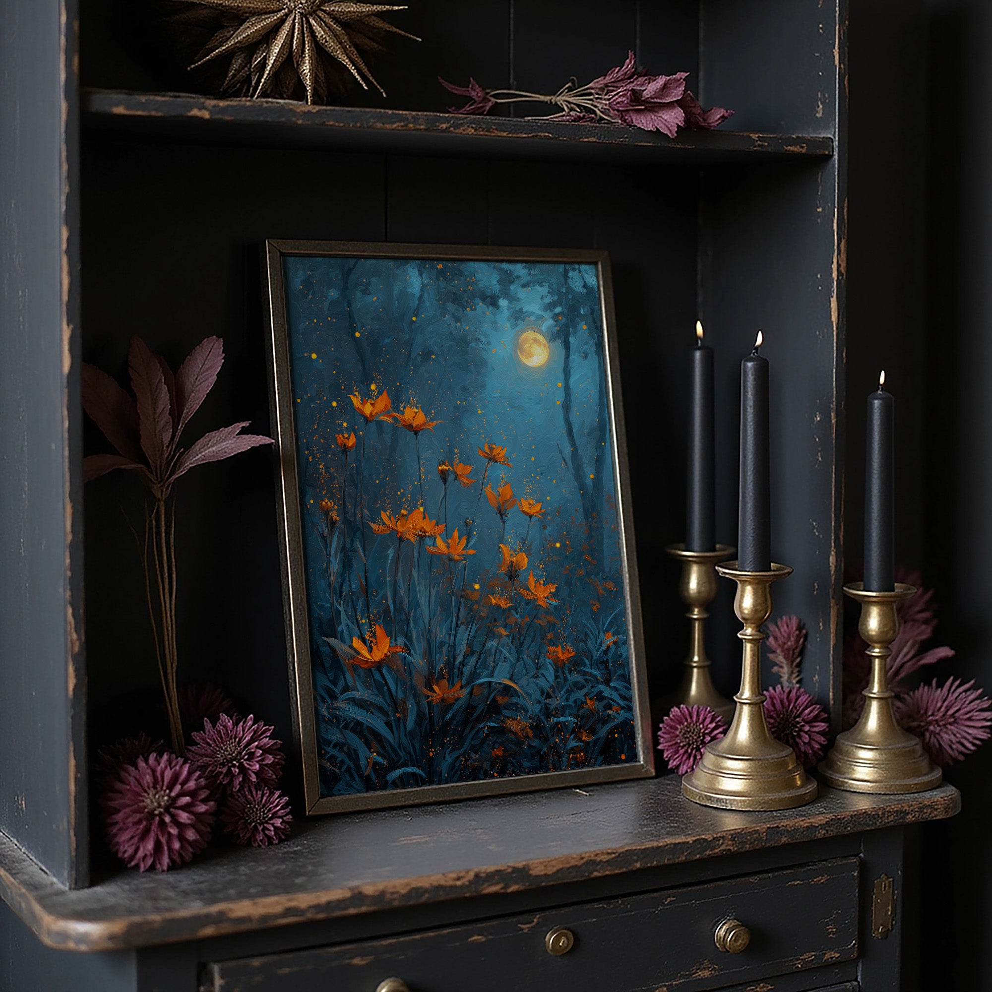 Copper Blooms Under Midnight Sky