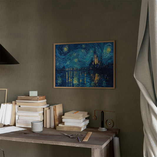 Castle Dreams Under Swirling Skies