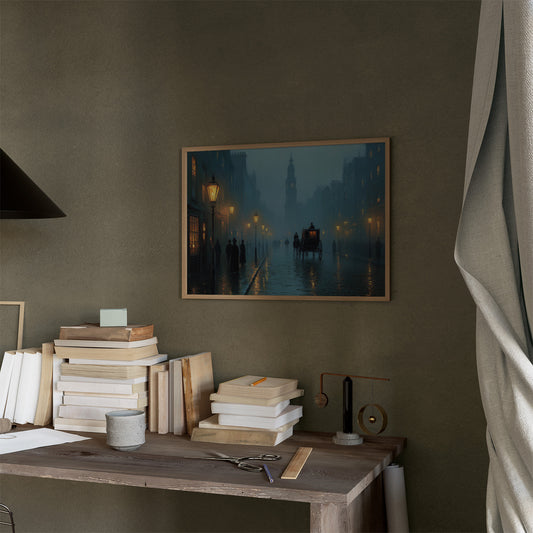 Lantern Mist On Cobblestone Passage