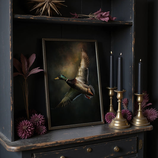 Mallard Rising On Bronze Air