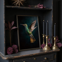 Jeweled Flight Against Midnight Teal
