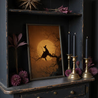 Midnight Perch Under Amber Moon