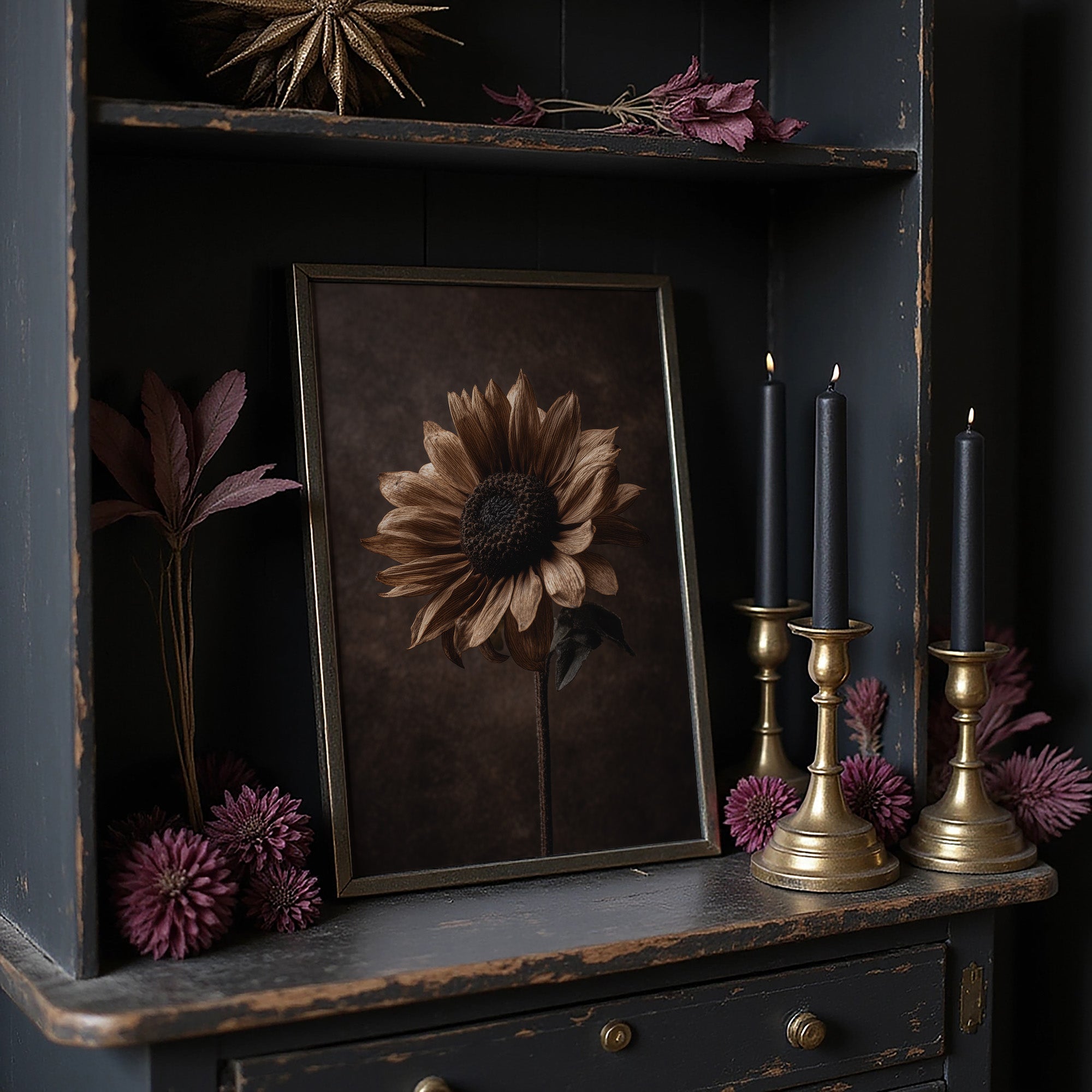 Bronze Petals Against Twilight Haze