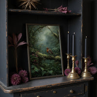 Robin's Perch In Misty Forest