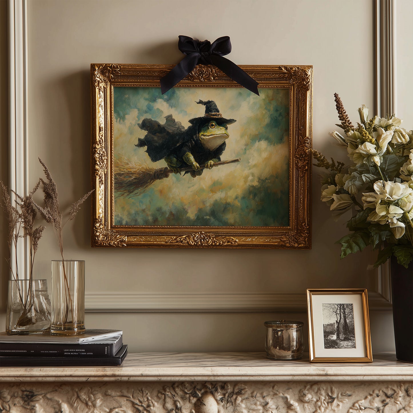 Frog Wizard Soars Through Clouds