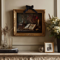 Candlelit Pages Among Pressed Flowers