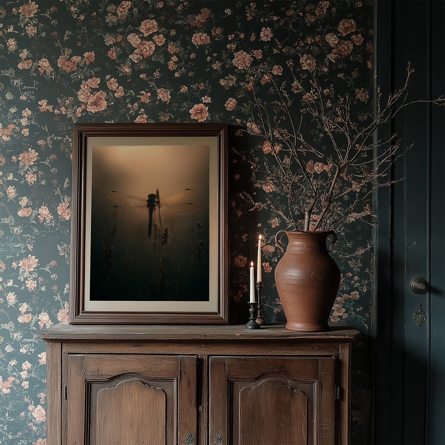 Dragonfly Pauses In Amber Light