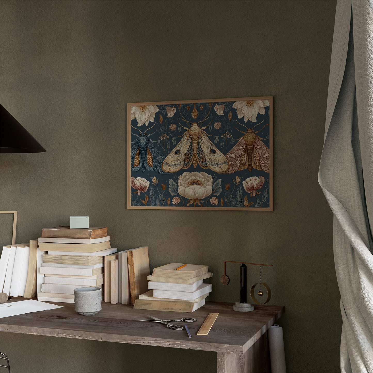 Night Moths Among Blooming Peonies