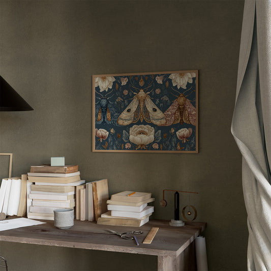 Night Moths Among Blooming Peonies