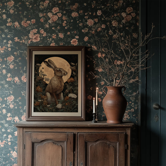 Moonlit Hare Among Wildflowers