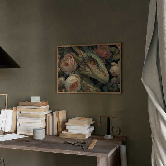 Dragon Among Soft Peonies