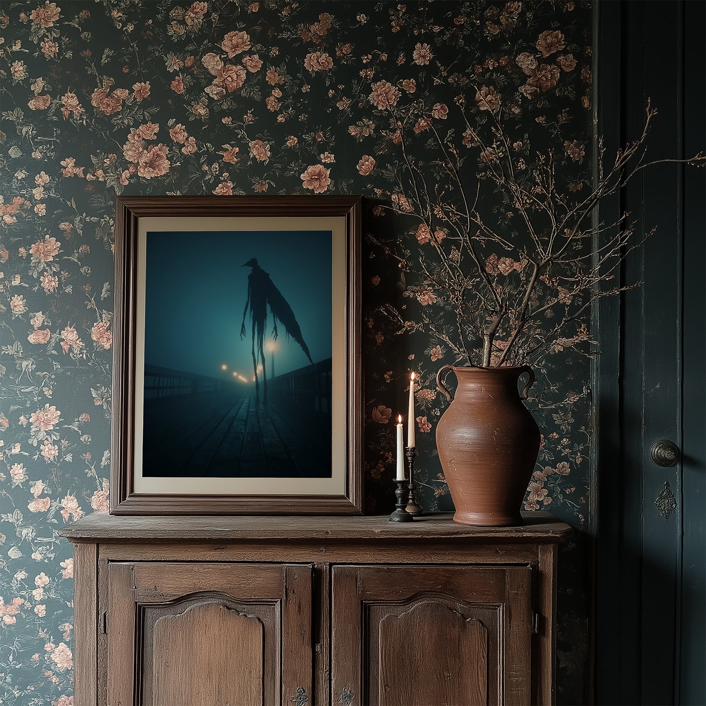 Midnight Sentinel On Foggy Pier