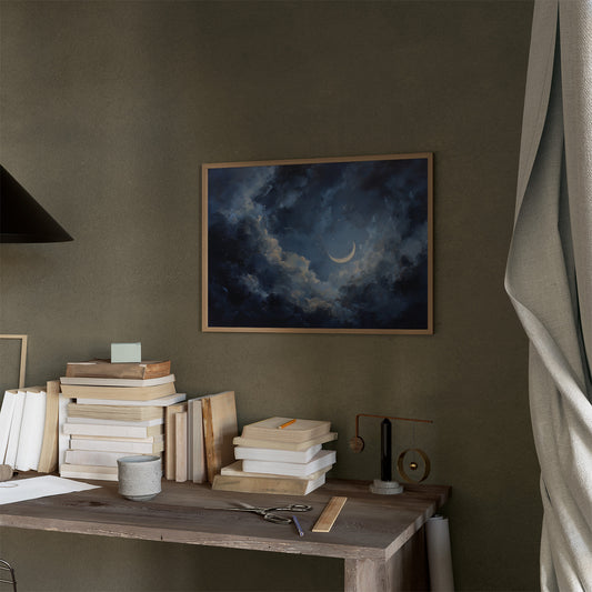 Sliver Moon Among Stormy Clouds