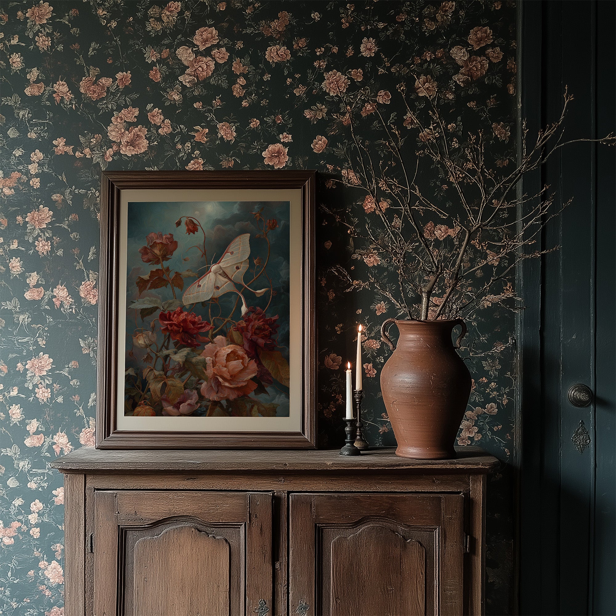 Moth Among Twilight Blooms