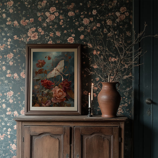 Moth Among Twilight Blooms