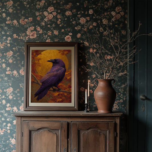 Purple Sentinel Against Autumn Moon