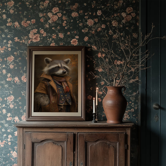 Noble Raccoon In Vintage Attire