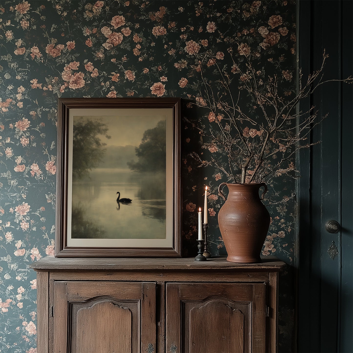 Lone Swan Crosses Misty Waters