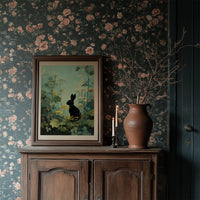 Midnight Hare Among Wildflowers