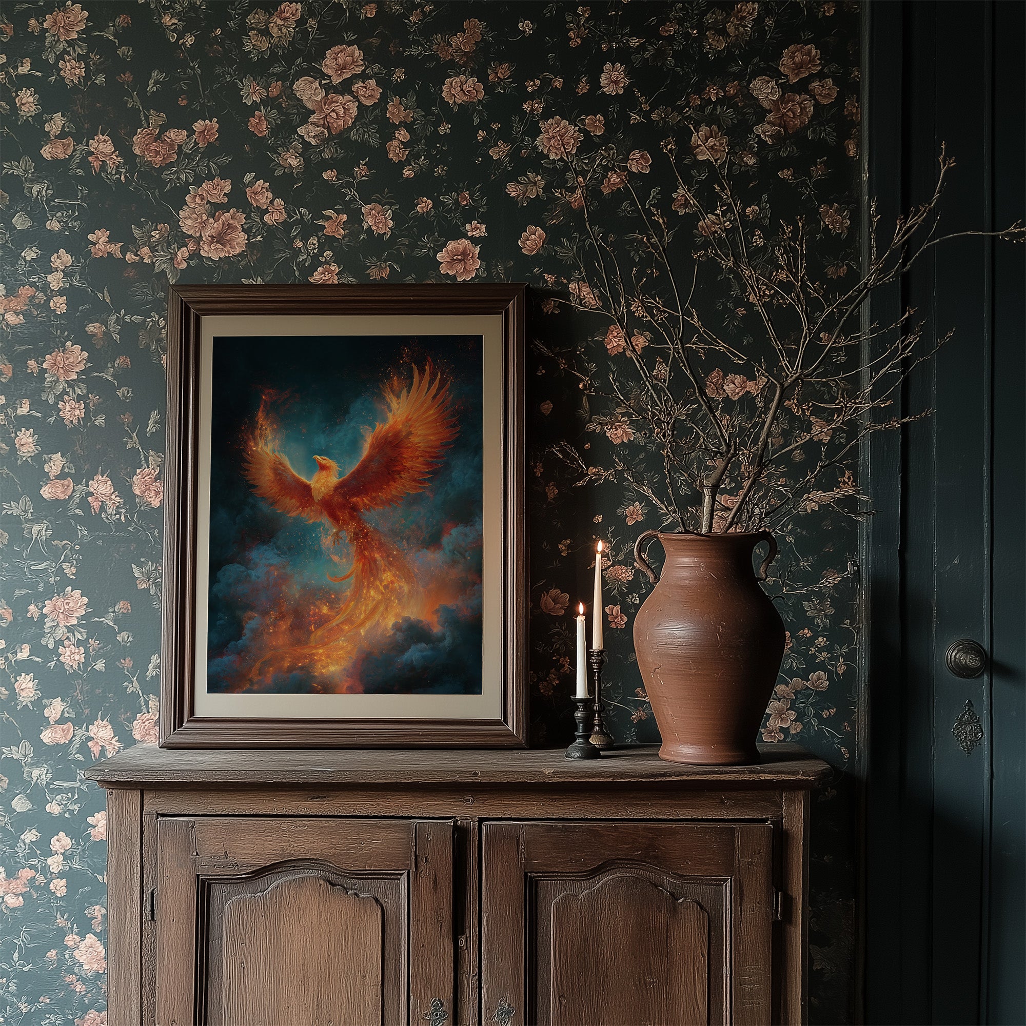 Flame Wings Against Midnight Sky