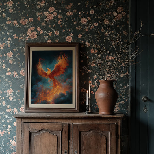 Flame Wings Against Midnight Sky