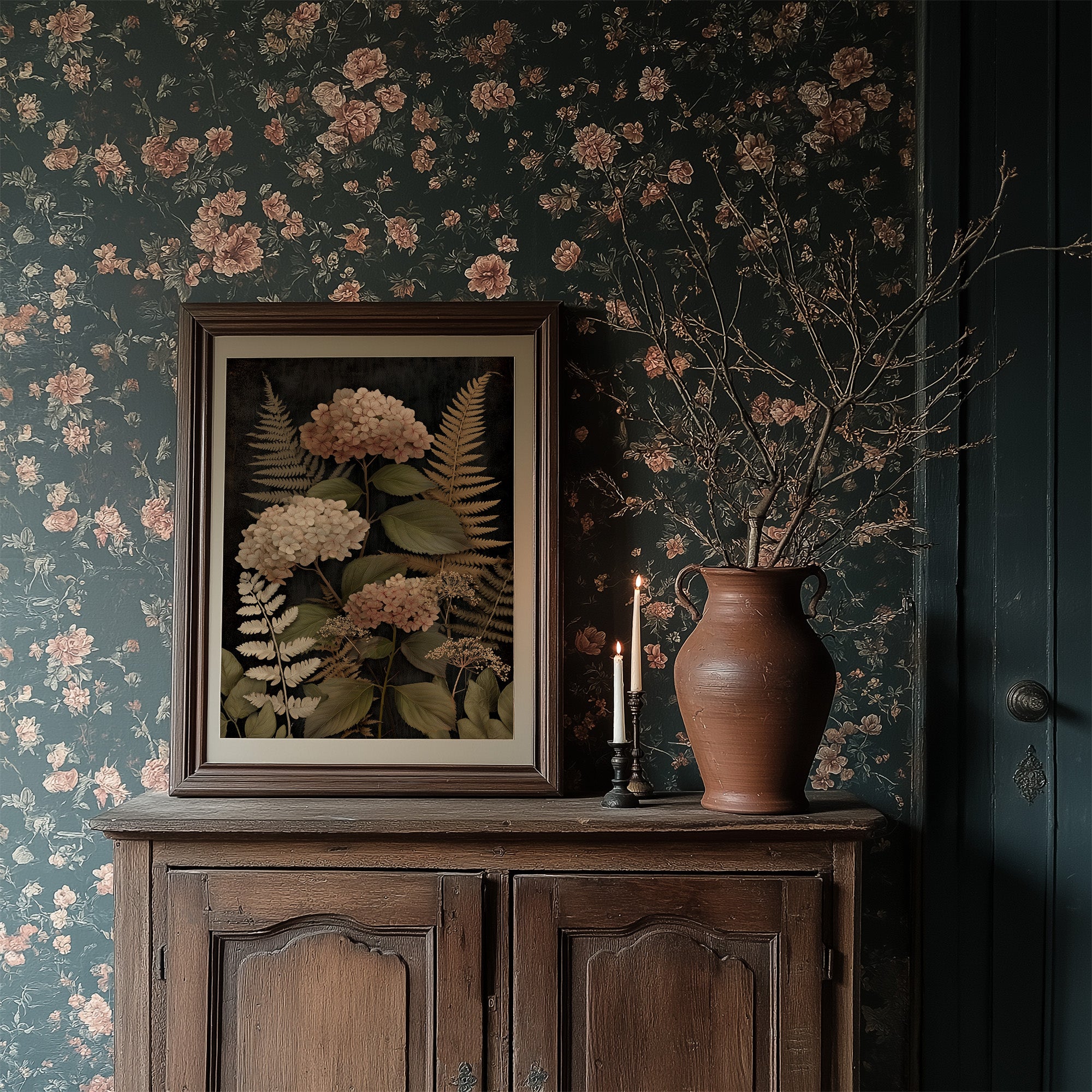 Blush Blooms Against Midnight Walls