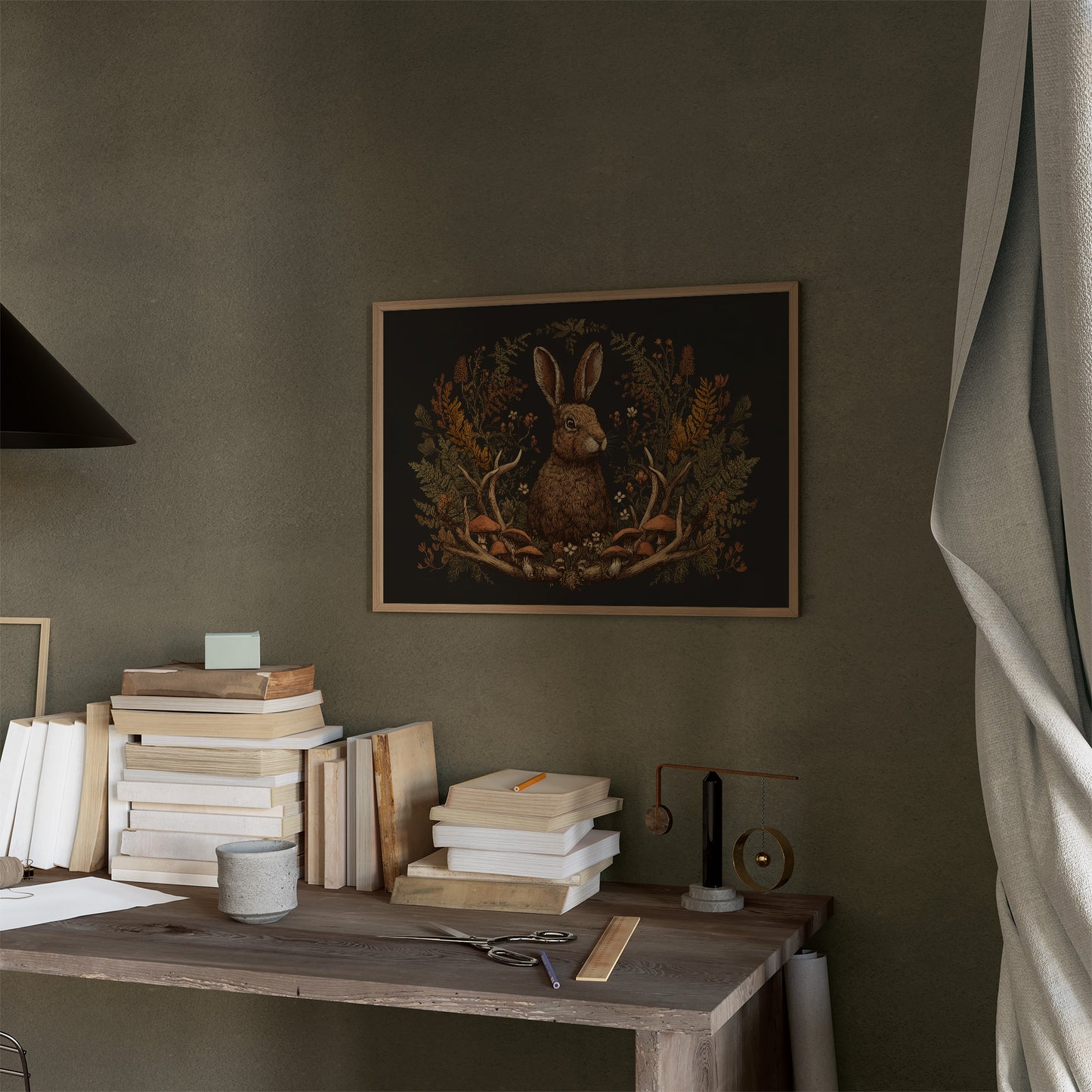 Autumn Hare Among Woodland Treasures