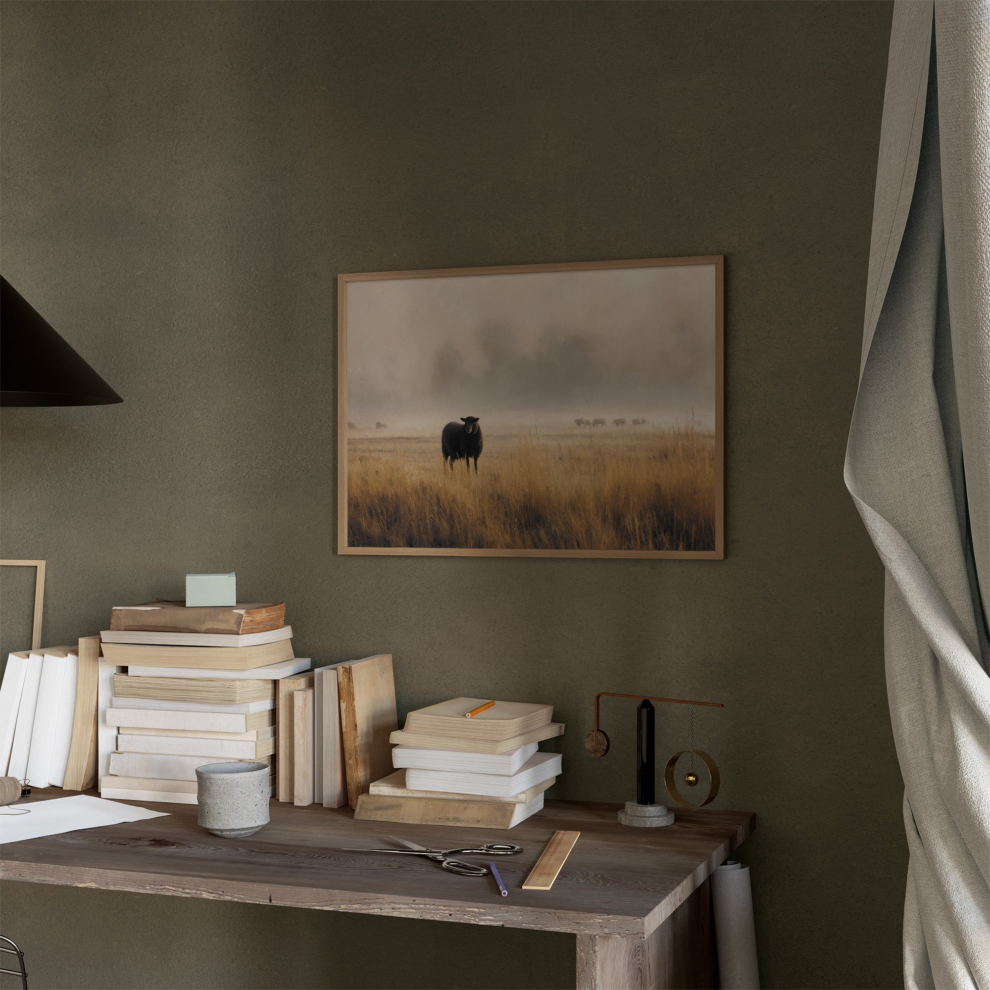 Lone Sheep Among Golden Fields