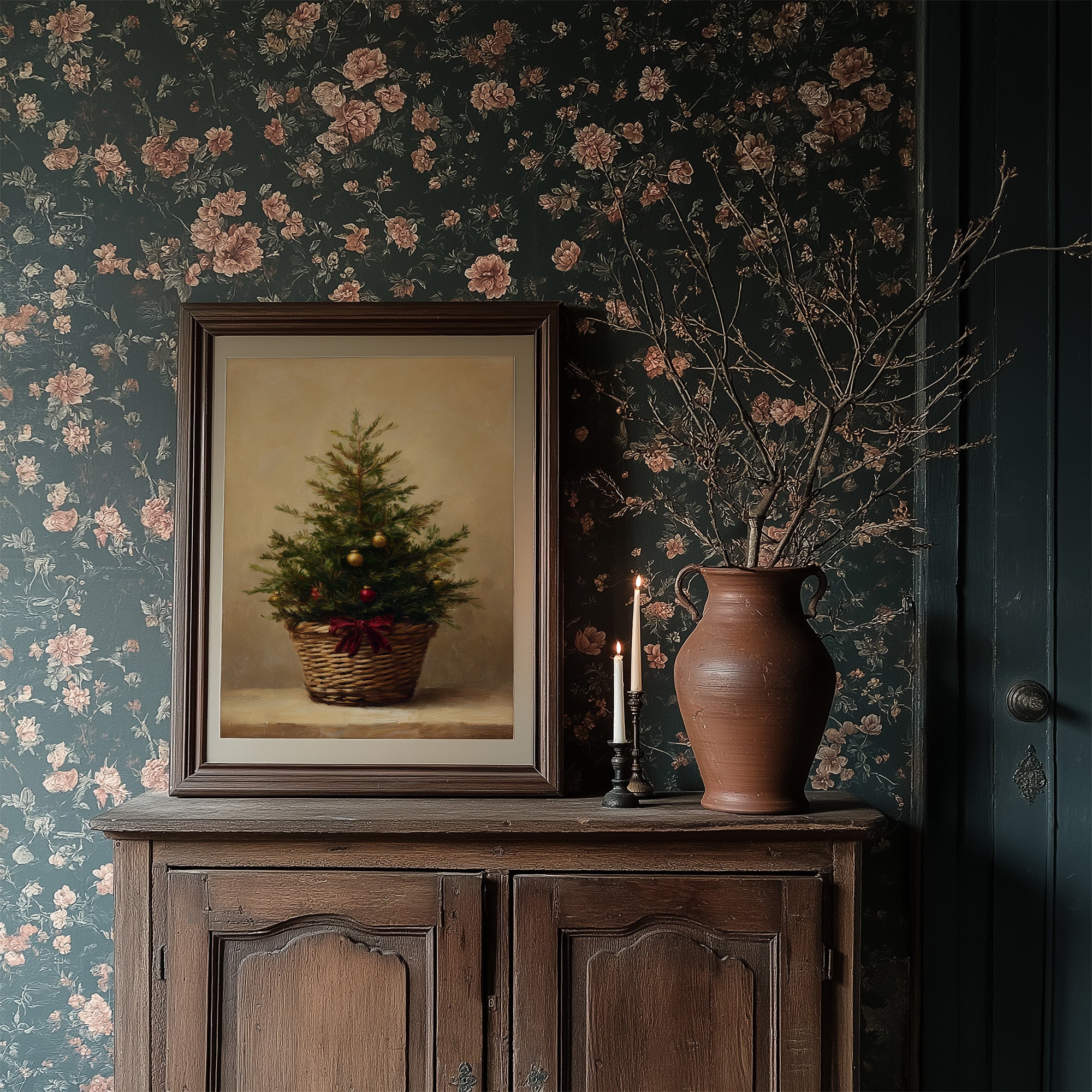 Evergreen Simplicity Against Dark Walls