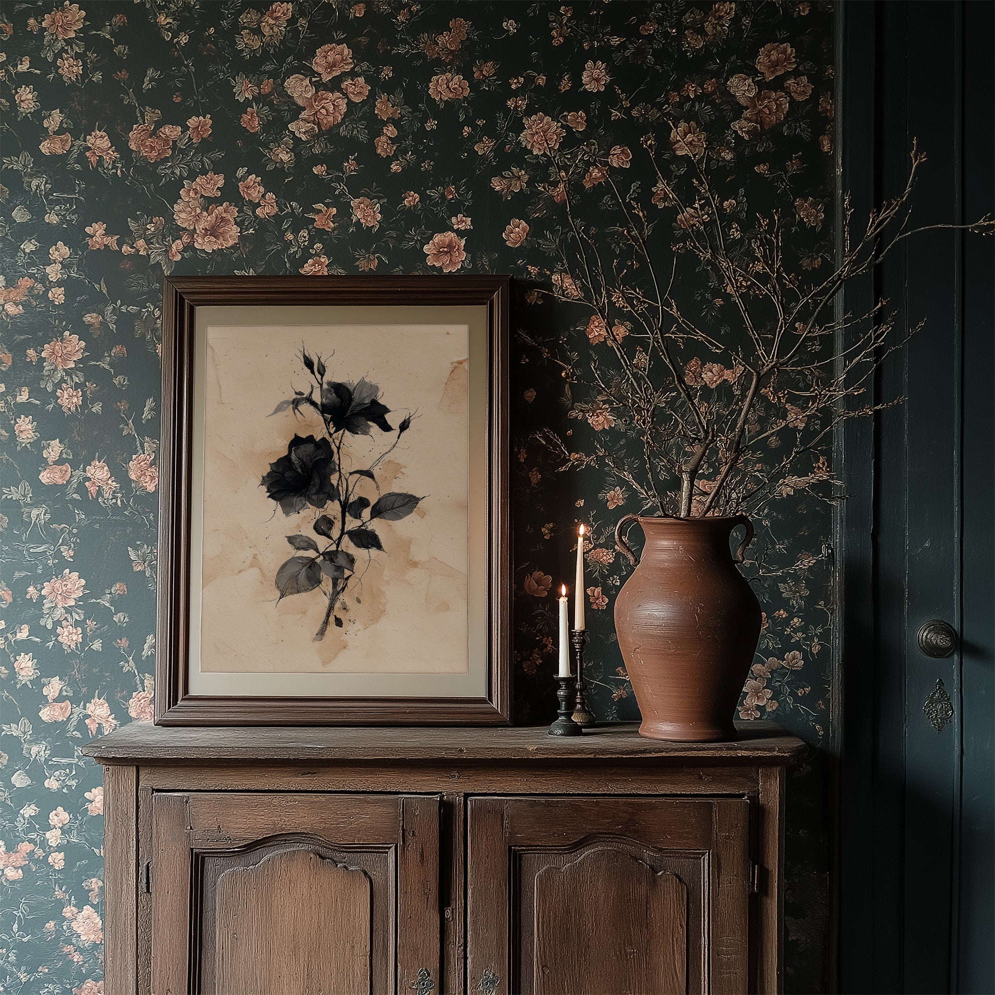 Dark Blooms Against Faded Time