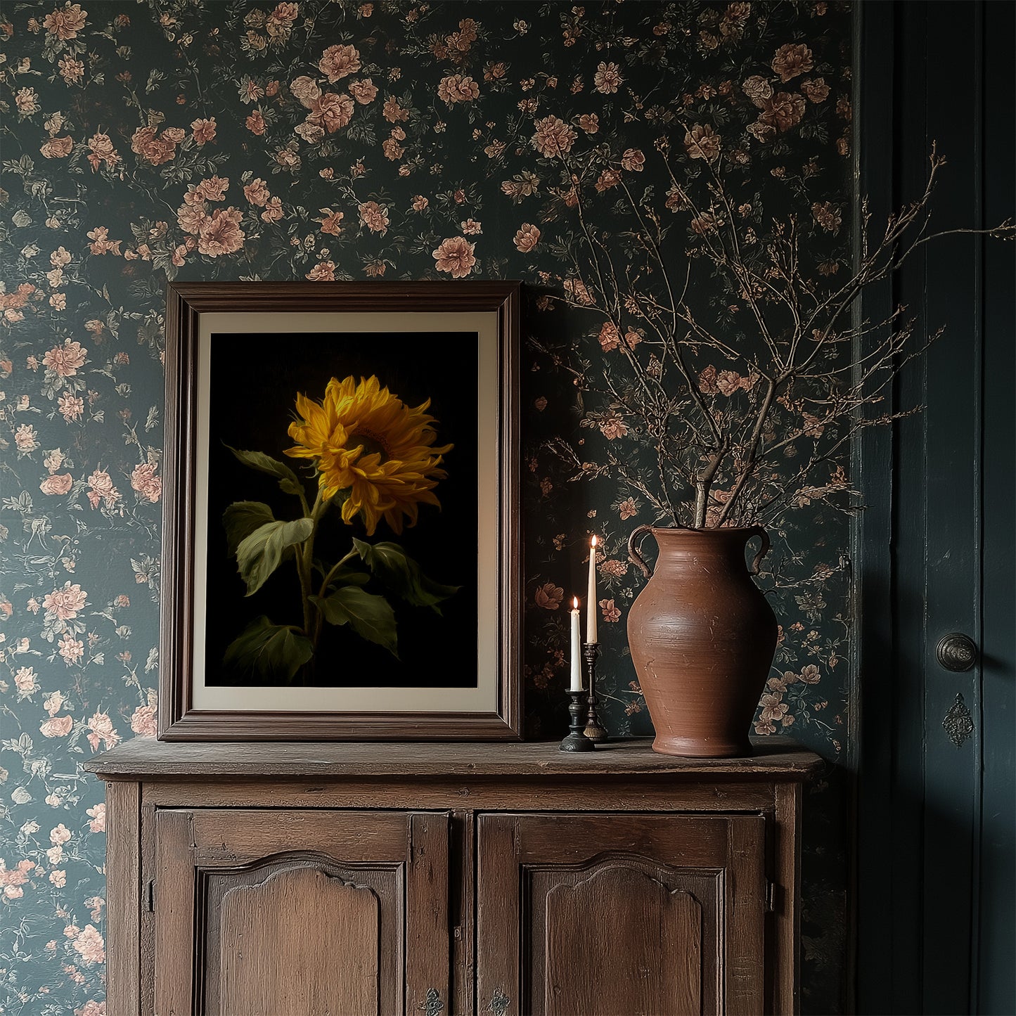 Golden Bloom Against Midnight Walls