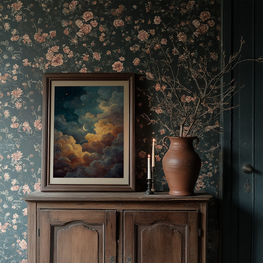 Crescent Rests Among Golden Clouds